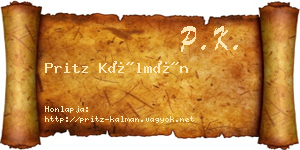Pritz Kálmán névjegykártya